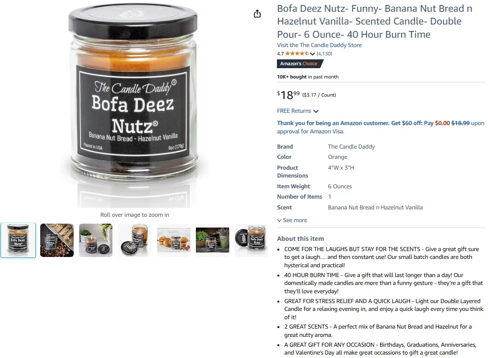 Bofa Deez Nutz Banana Nut Bread and Hazelnut Candle