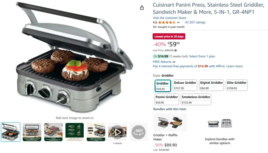 Cuisinart Panini Press Griddler