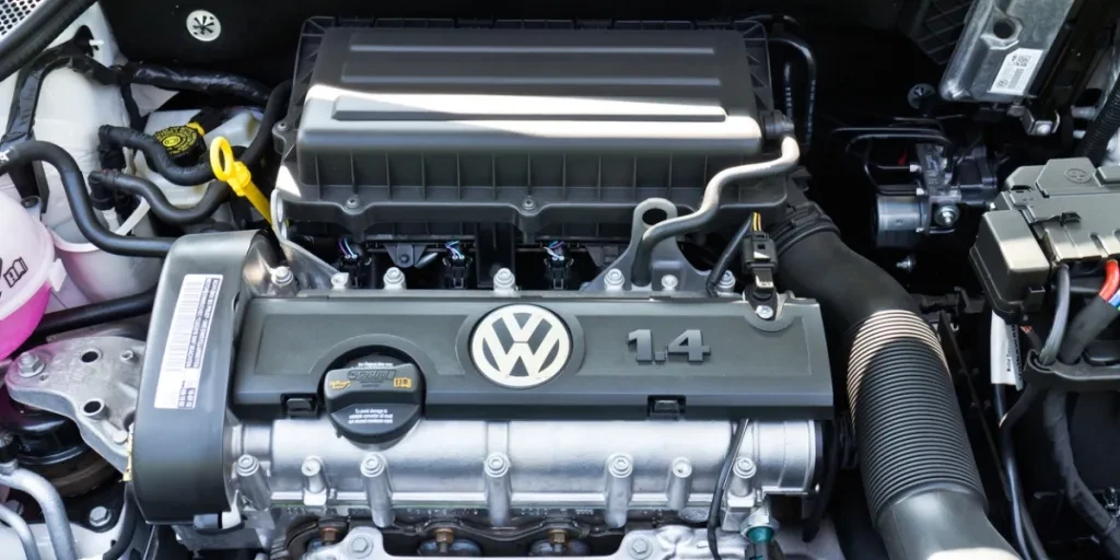 Engine bay of a Volkswagen Polo