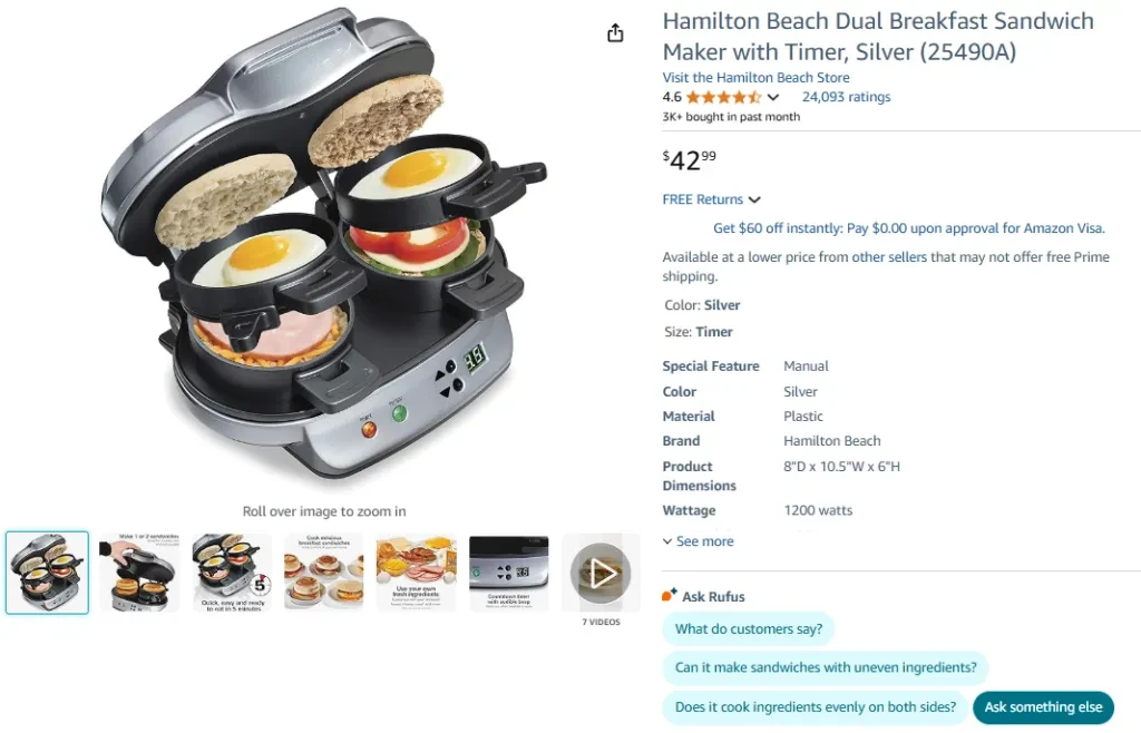 Hamilton Beach Dual Breakfast Sandwich Maker