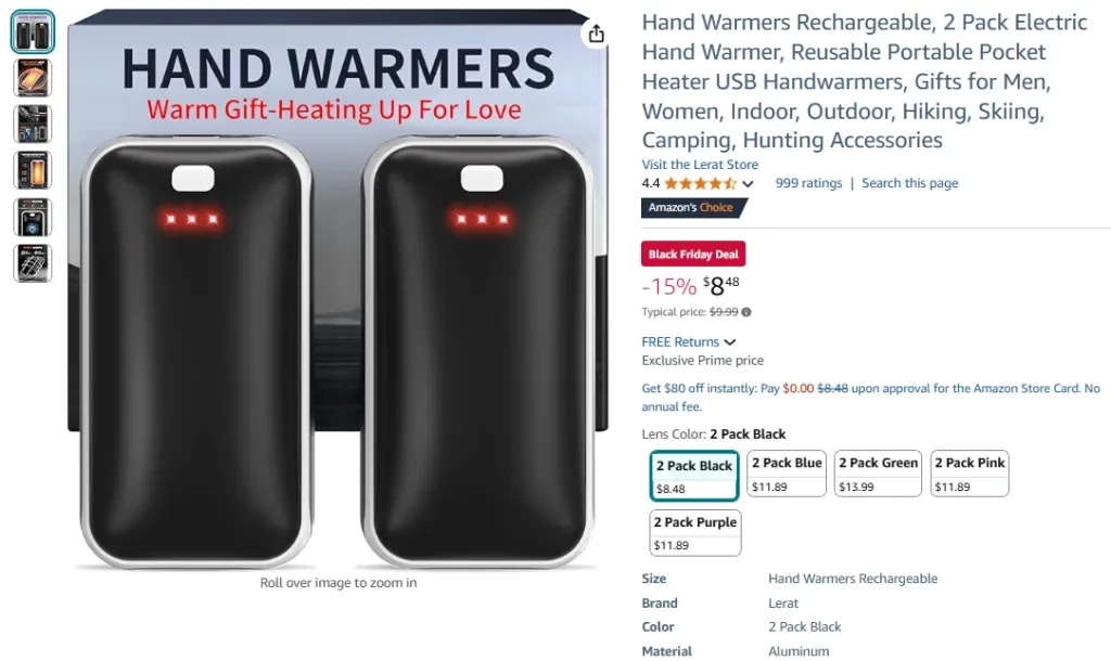 Hand Warmers Rechargeable, 2 Pack Electric Hand Warmers