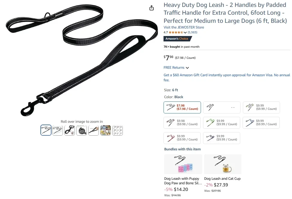 Heavy Duty Dog Leash with Two Handles