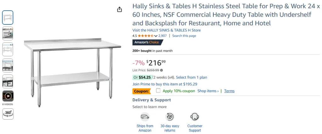 Heavy Duty Table with Backsplash and Undershelf