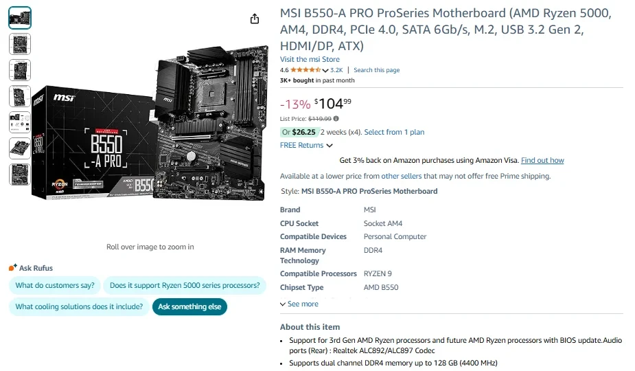 MSI MAG B550 TOMAHAWK