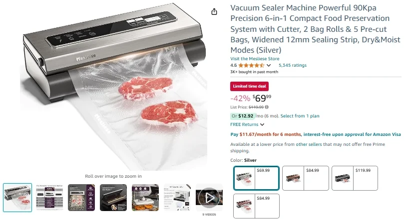 Machine à emballer sous vide Mesliese