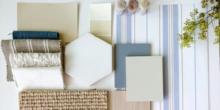 Mood board with textures, prints, and patterns