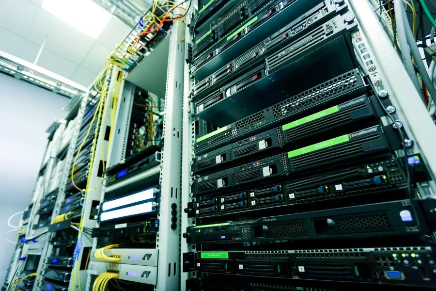 Network server in a single frame rack