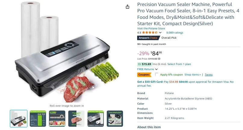 Potane Precision Vacuum Sealer Machine