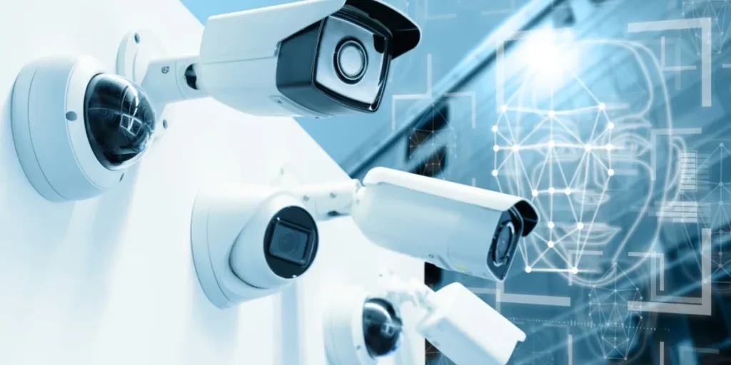 Three AI security cameras with facial recognition