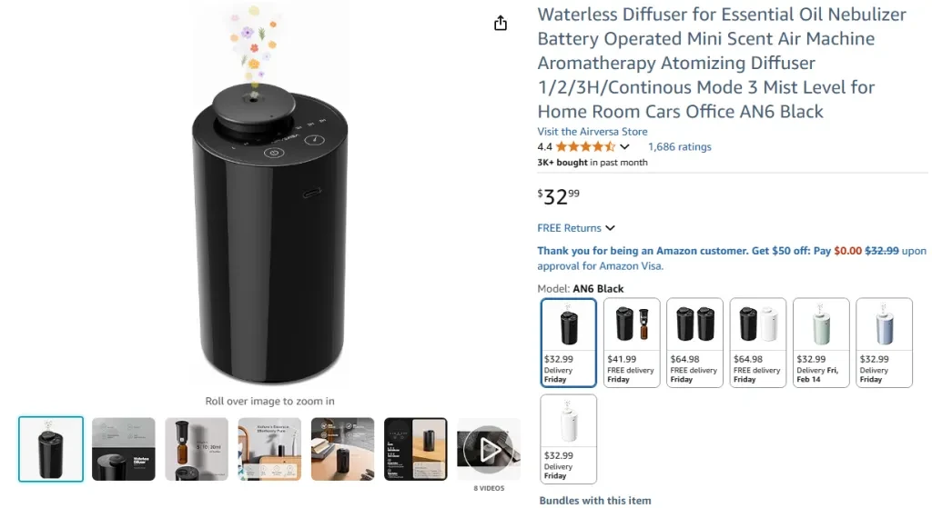 Waterless Diffuser for Essential Oil Nebulizer