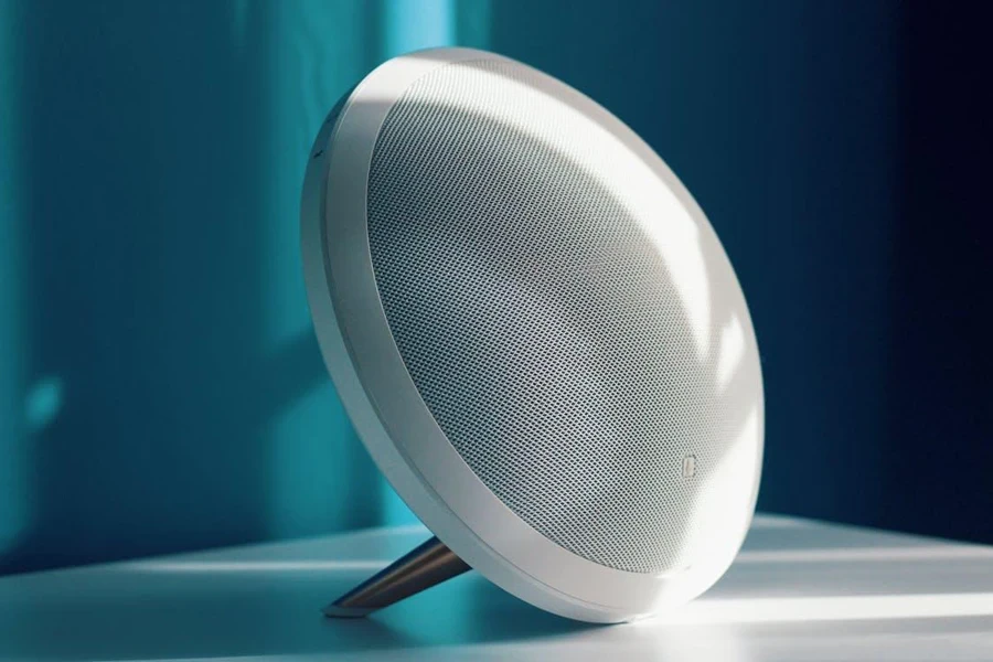 a white portable Mini Bluetooth Shower Speaker