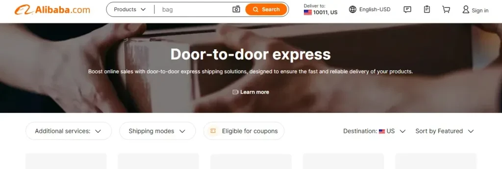 Door-to-door express service on Alibaba.com Logistics Marketplace