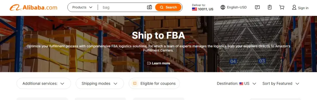 FBA shipping service on Alibaba.com Logistics Marketplace