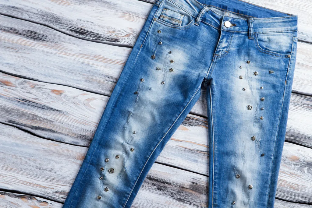 Flared rhinestone jeans