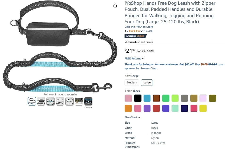 iYoShop Hands-Free Dog Leash