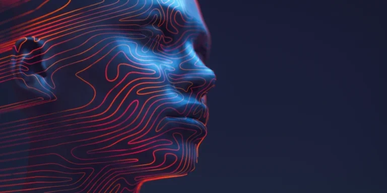 A concept of a digital, AI human head