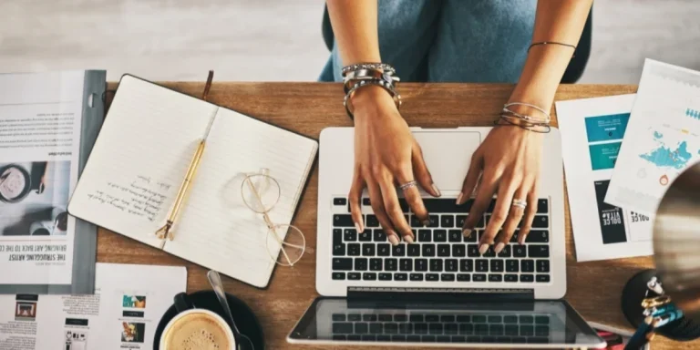 A person doing a remote side hustle