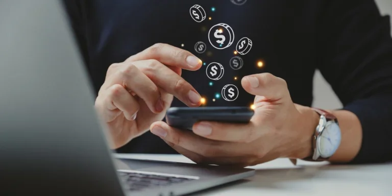 A person making money from his phone