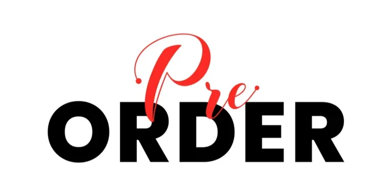A pre-order sign on a white background