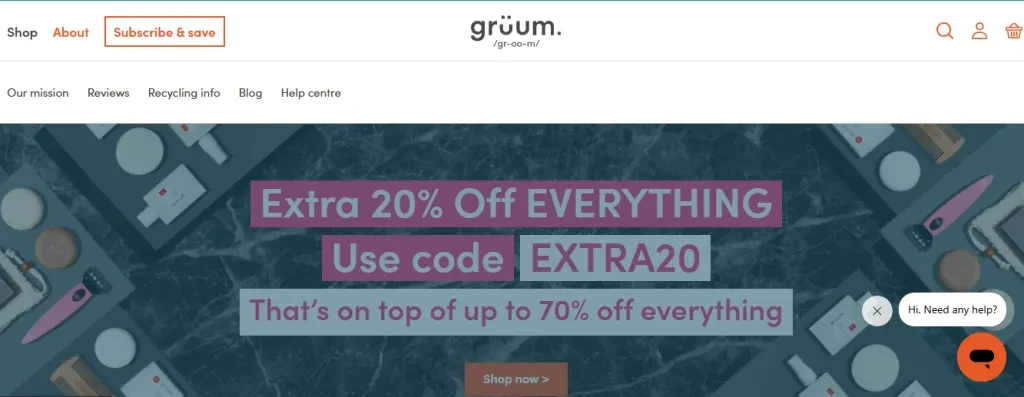 A screenshot of Gruum’s homepage