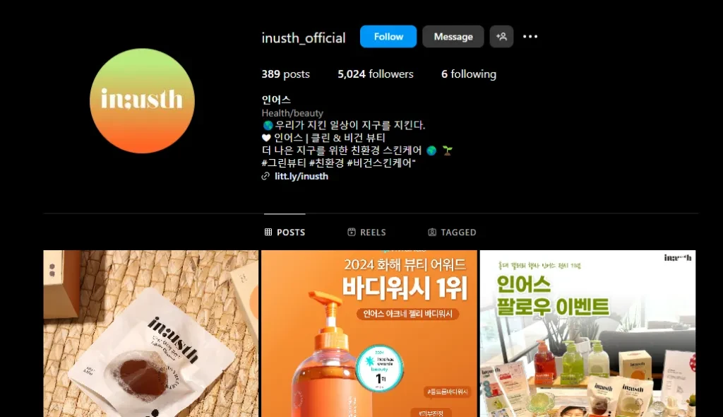 A screenshot of In;usth’s Instagram profile