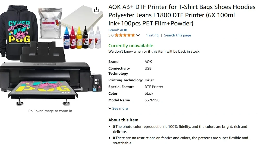 A screenshot of the AOK A3+ on Amazon