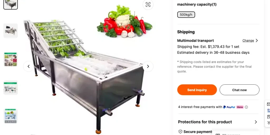 An automatic fruit and vegetable bubble washer as shown on Alibaba.com