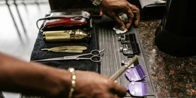 Barber's Tools on a Black Mat