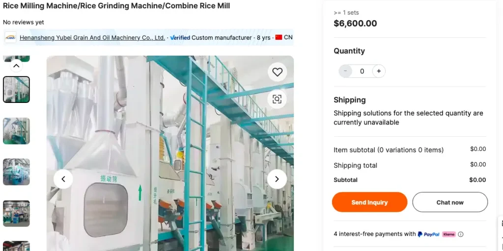 Combined rice mill as shown on Alibaba.com