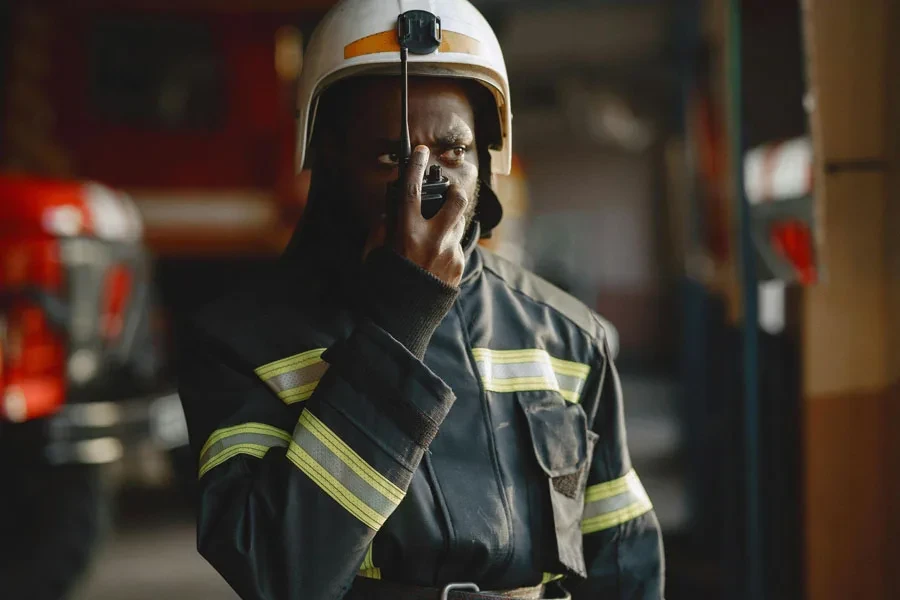 Fireman using Walkie-Talkie