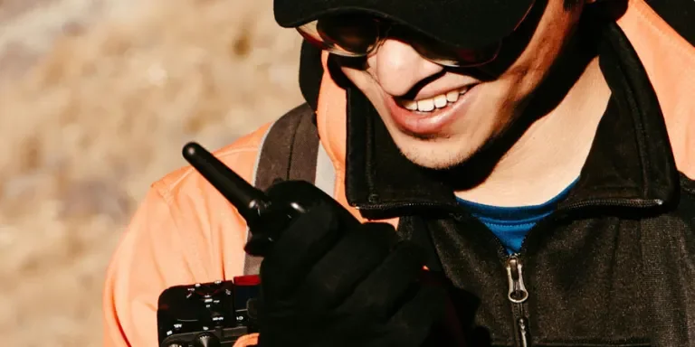 Man Using a Handheld Transceiver