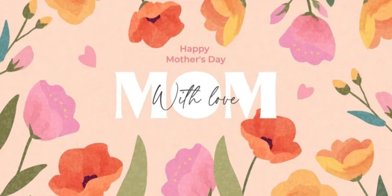 Trendy Mother's Day card, banner, poster, flyer, label, or cover with flower frame, abstract floral pattern in mid-century art style. Spring summer bright abstract floral design template for ads promo