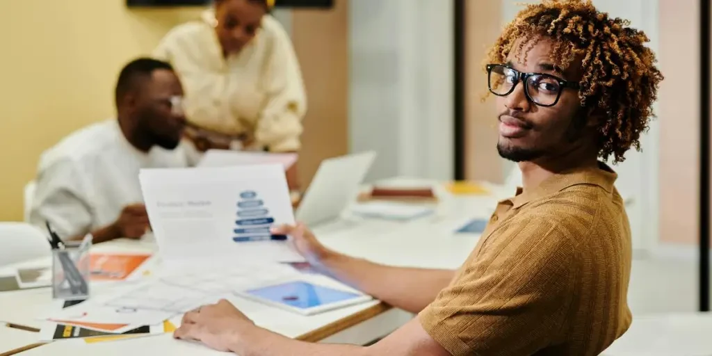 a man working in an office