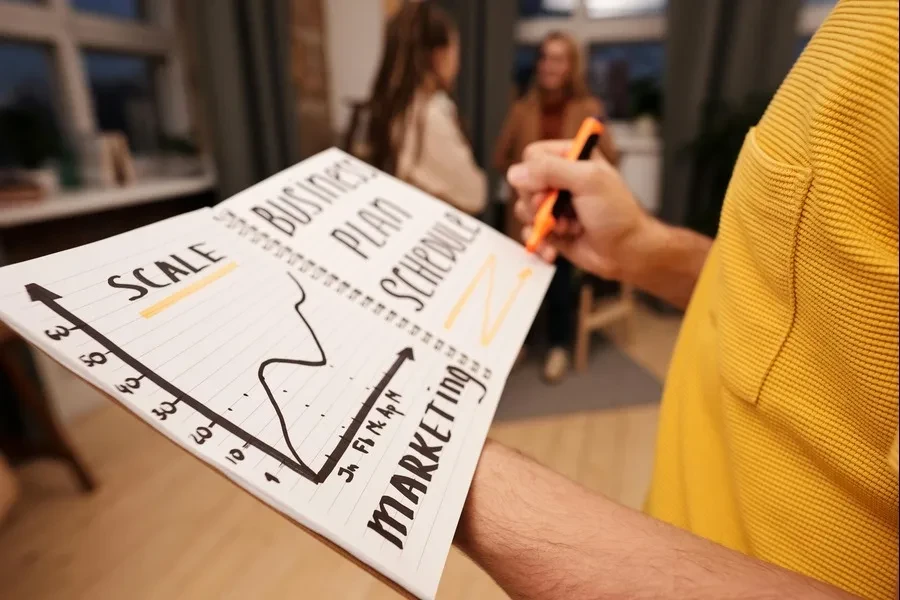A person holding a notebook