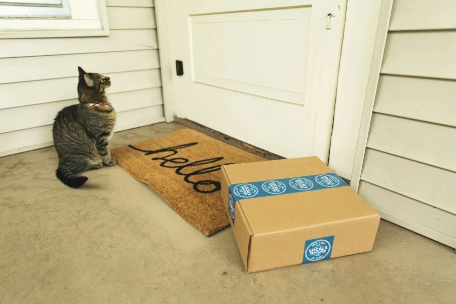 An online product delivered to a doorstep