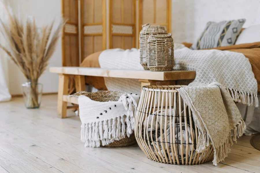 bohemian interior with rough and natural textures