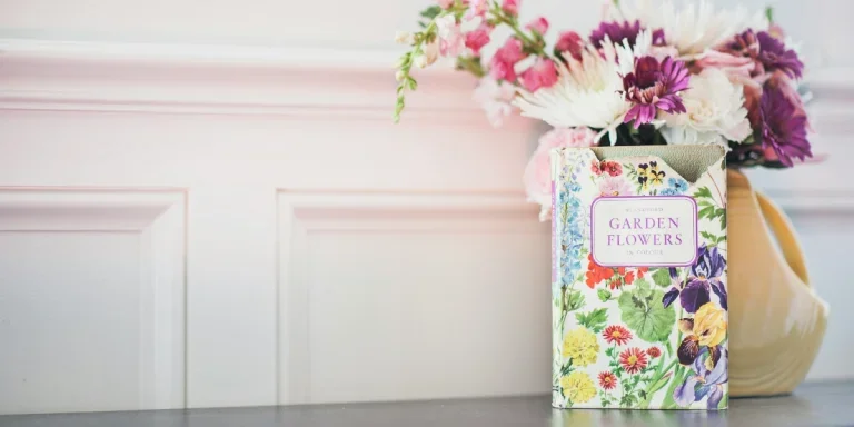 book vase with flowers