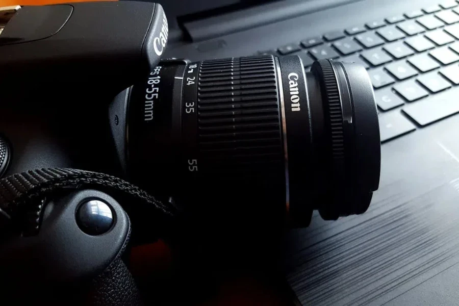 Close-up of canon camera