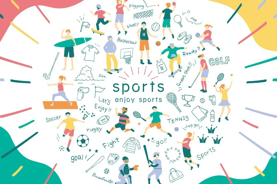 set illustration of people enjoying various sports