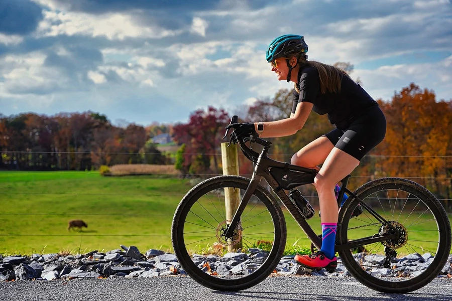 woman, cycling, bike