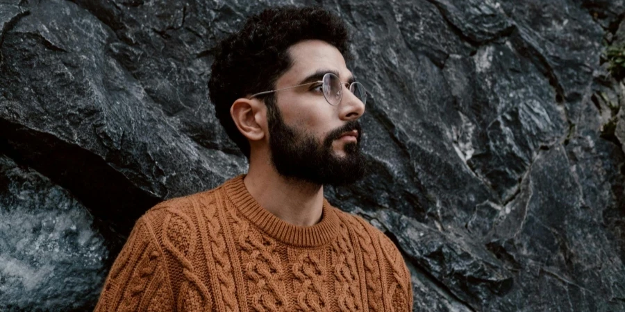 A Bearded Man in Brown Knitted Sweater
