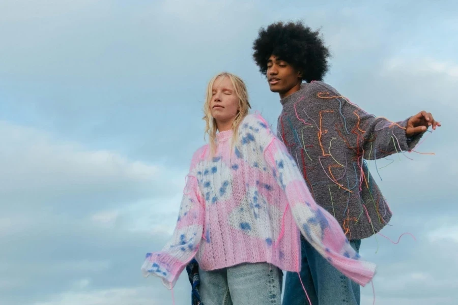 A Man and a Woman in Hippie Fashion