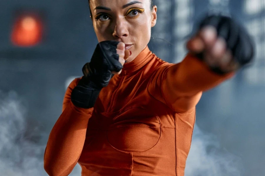 A Woman Wearing Black Gloves
