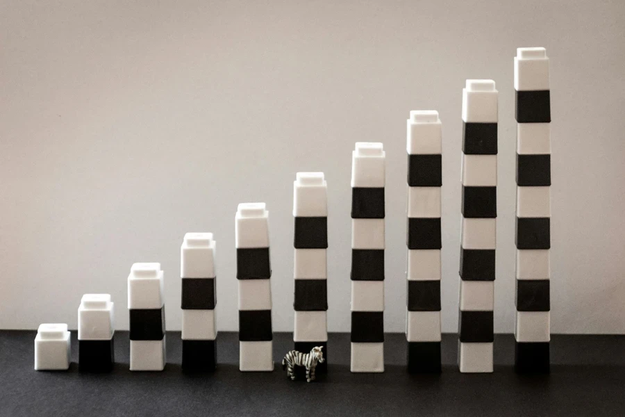 A black and white striped graph