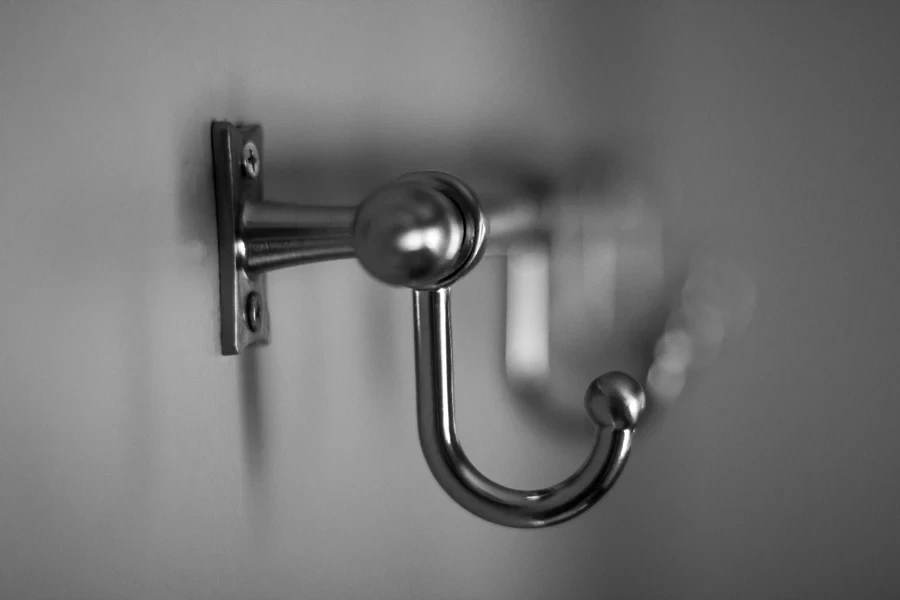 A close-up of a hook