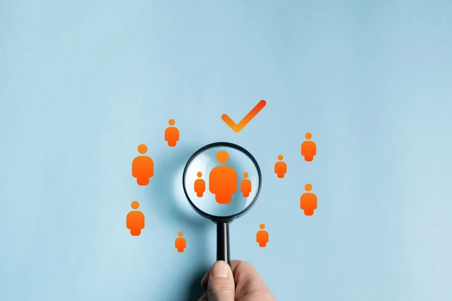 A concept of a person searching for target market