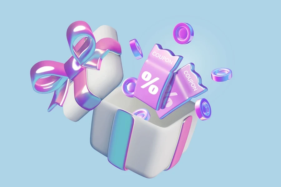 A gift box with different coupons