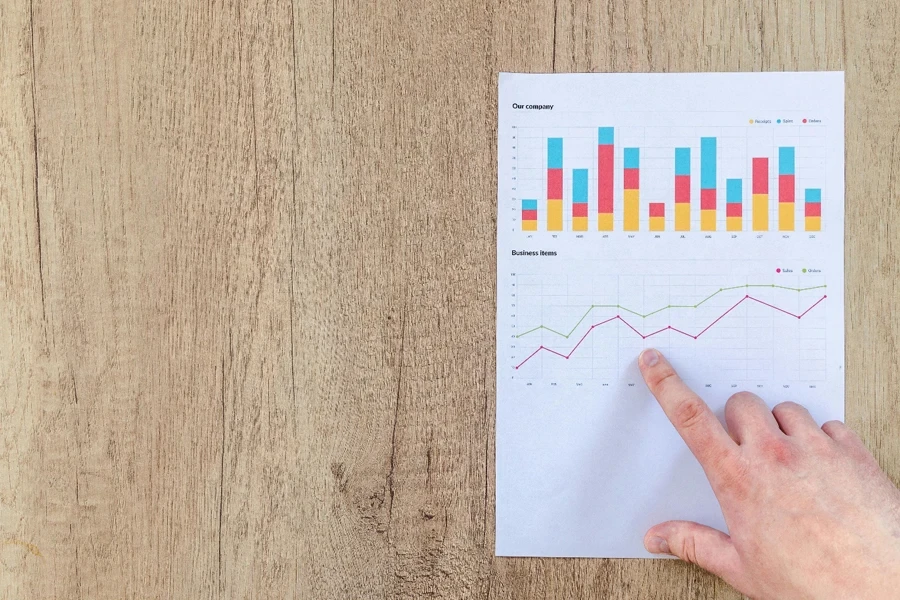 A hand pointing at a graph