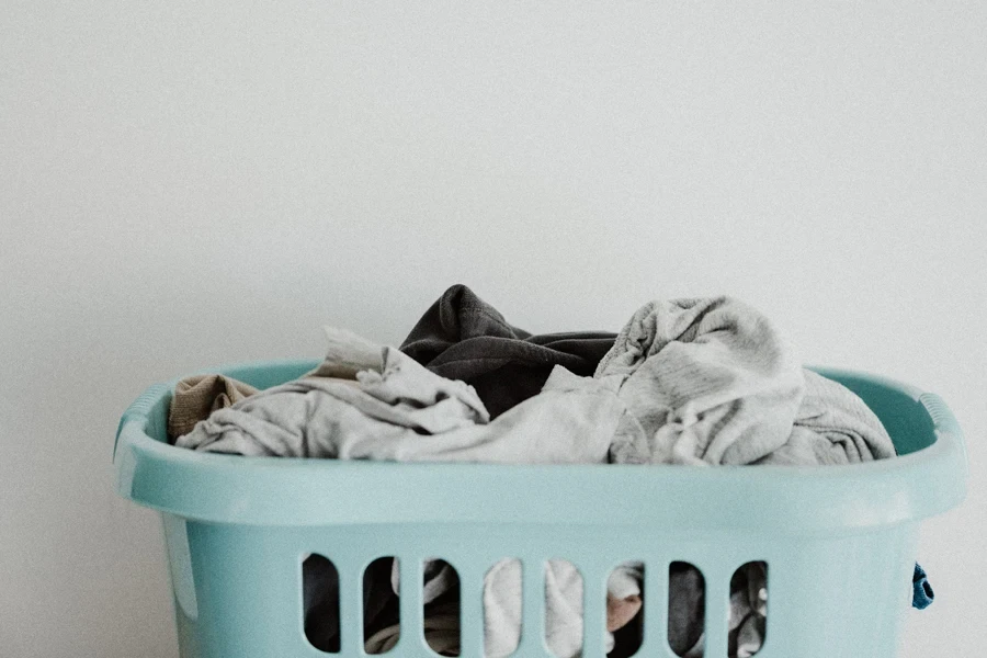 A laundry basket full of clothes