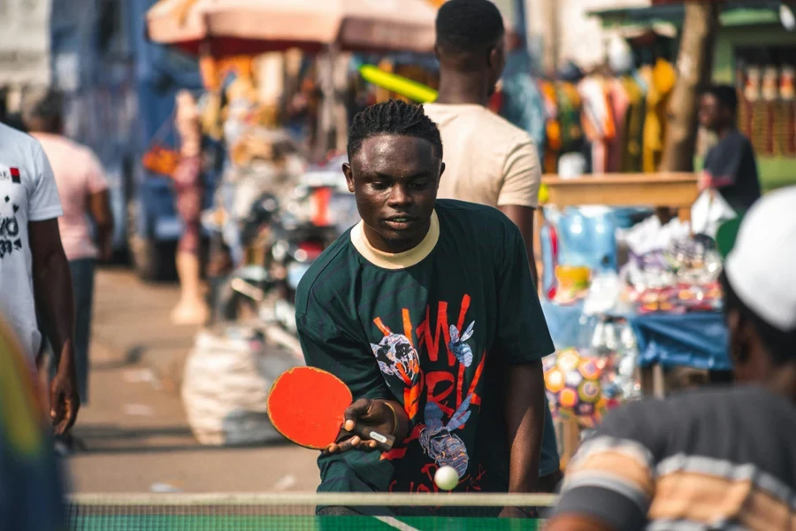 A person playing ping pong